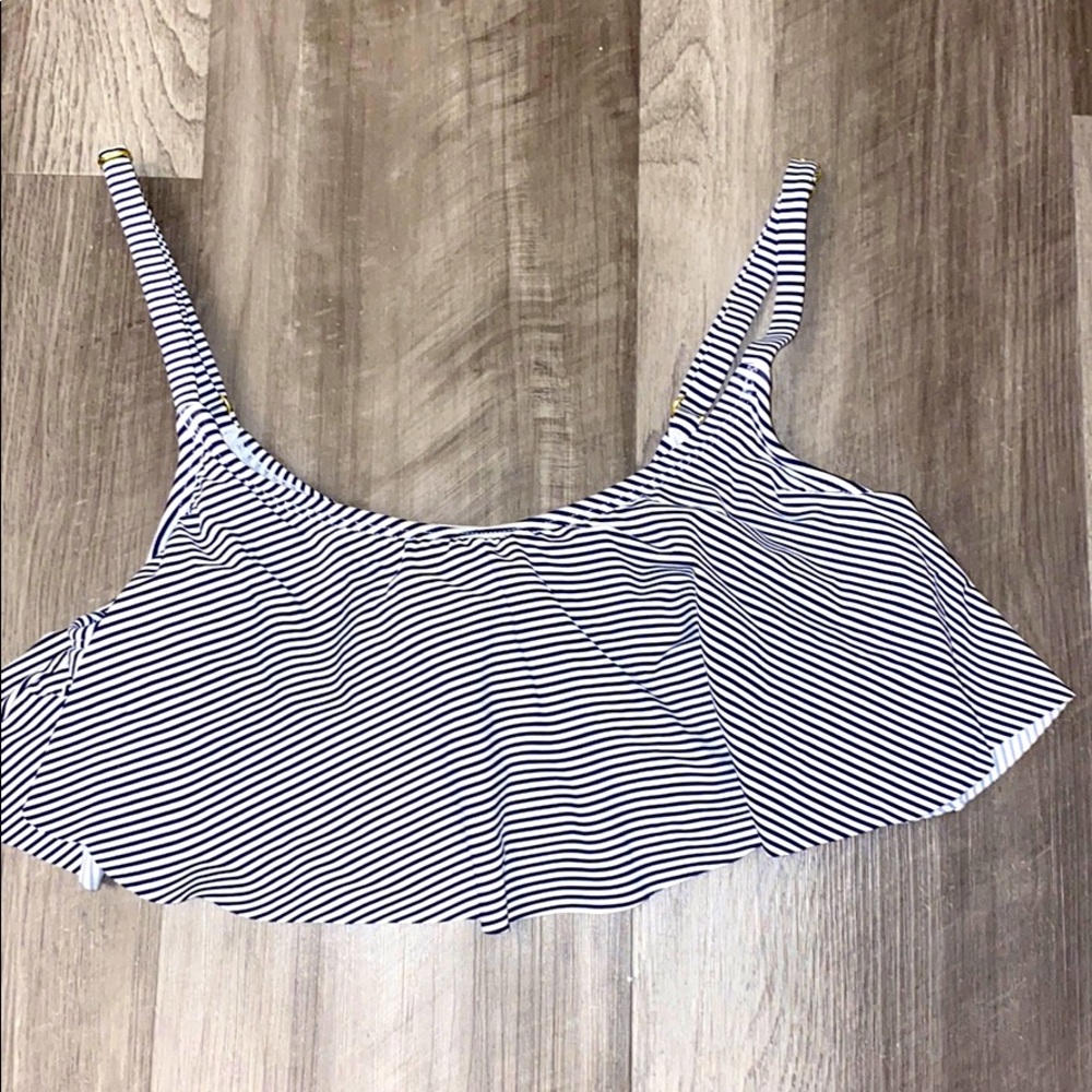 Navy striped swim suit top